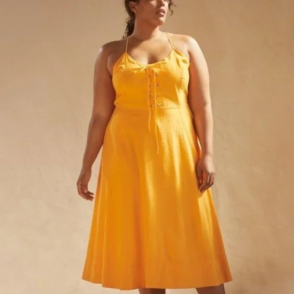 Anthropologie Maeve Lace Up Midi Dress XL